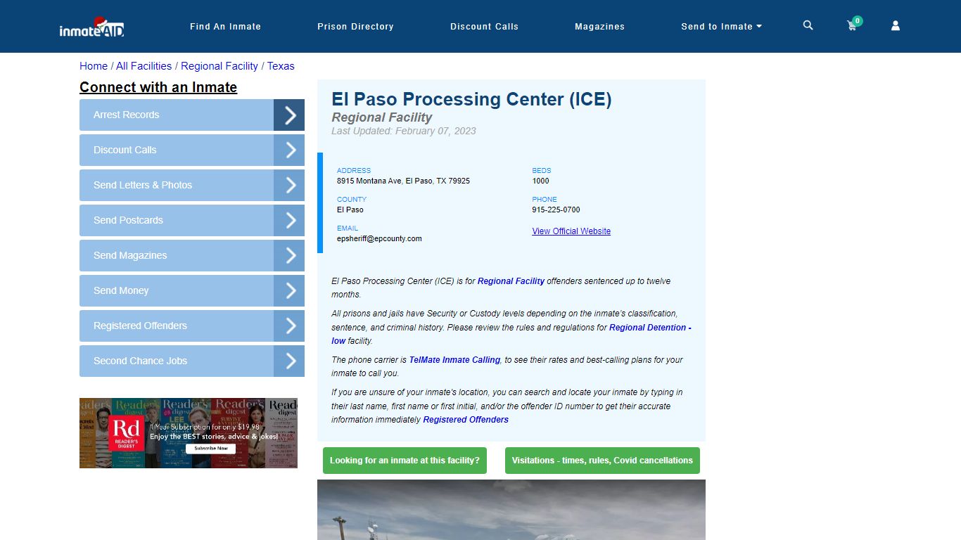 El Paso Processing Center (ICE) & Inmate Search - El Paso, TX
